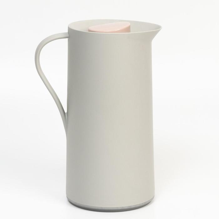 Термос-кофейник 1 л, стеклянная колба, сохраняет тепло 24 ч, серый